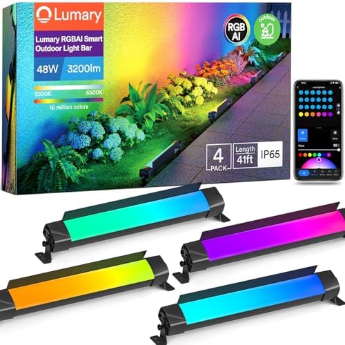 Lumary Smart RGBAI Wall Washer Lights 3200Lm, IP65 Waterproof, 41Ft, 4 Pack by Lumary