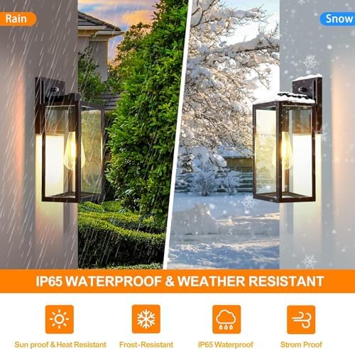 Dusk to Dawn Outdoor Lighting Fixtures for House, ORB Sensor Porch Exterior Lights Wall Mount, Anti-Rust Wall Light, Wall Sconce Lamp, Waterproof Wall Lantern for Garage, 2-PACK - Image 3