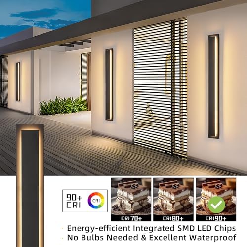 39.3'' 1 Pack Modern Outdoor Light Fixture, Long Exterior LED Lights Black - Image 2