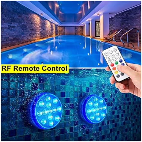 Submersible LED Lights with Remote Underwater Pool Light IP68 Magnet 13 LED Bright Lamp RGB for Pond/Pool/Aquarium(6 Light 1 Controller,8.5CM) - Image 3