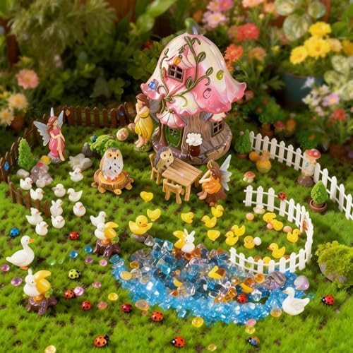 Fairy Garden Accessories Outdoor, Fairy Garden Decor Kit Fairy Garden Figurines Supplies Resin Fairy House by BLBYHO