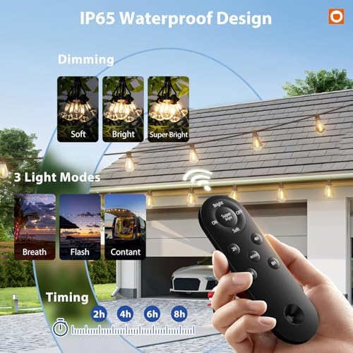 addlon 198FT(192FT+6) Solar String Lights Outdoor, Waterproof, Last 20+ Hrs - Image 3