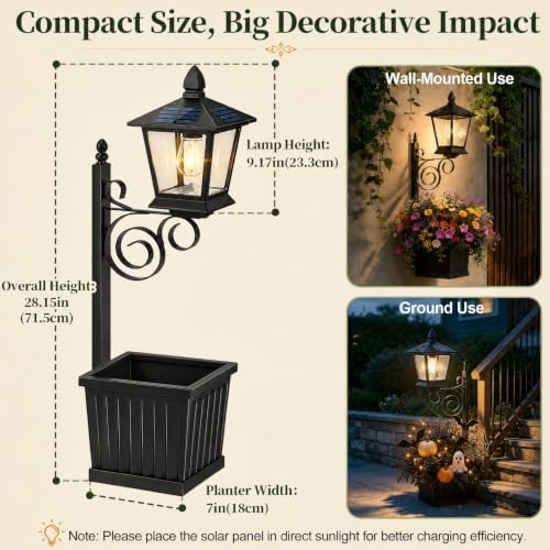 Solar Flower Pot Lights Outdoor, 2-in-1 Ground & Wall Planter Lamp - Image 3