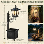 Solar Flower Pot Lights Outdoor, 2-in-1 Ground & Wall Planter Lamp - Image 3