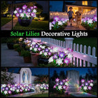 Solar Lights Outdoor Garden Decor - 6 Pack Solar Flowers with 30 Heads Colorful Lily Lights & Glowing Stems, Brighter Waterproof Decorative Garden Lights for Yard, Patio, Flower Bed, Gifts - Image 6