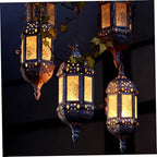 2Pcs Moroccan Lantern, Hollow Vintage Hanging Candle Lantern Metal Ramadan Decorations for Home Indoor Outdoor - Image 7
