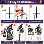2 Pack Black Cat Solar Lights Set Metal Decorative Solar Cat Hanging Lights Outdoor, Waterproof Garden Decor,Outdoor Ornament Perfect，Ghost Cat - Image 2