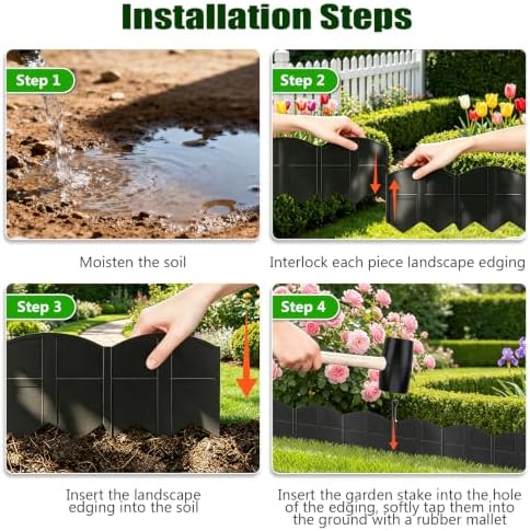 Vashly 40Ft Garden Edging 5.9 in Tall Landscape Edging 40 Pcs Garden Border - Image 5