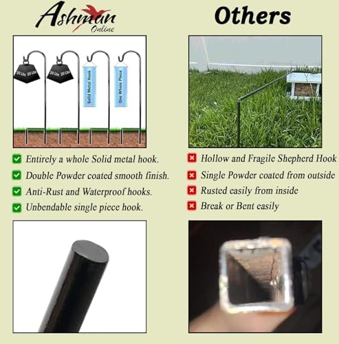 Ashman Shepherd's Hooks 35 Inch (40 Per Pack), Black, Made of Premium Metal for Hanging Solar Lights, Bird Feeders, Mason Jars, Christmas Lights, Lanterns, Garden Stakes and Wedding Décor. - Image 6