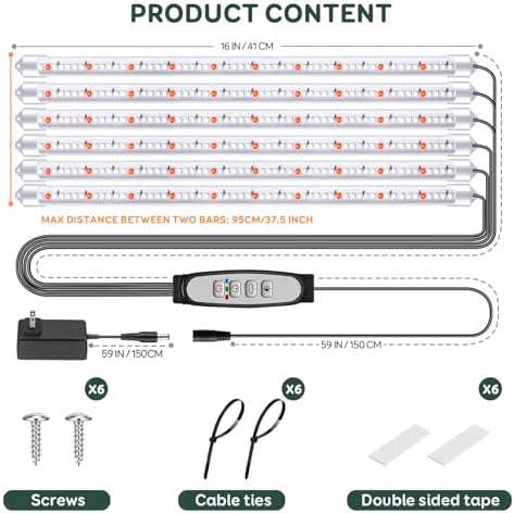 SDOVUERC 16'' 6 Bars Grow Light Strips for Indoor Shelves Plants Growing. - Image 2