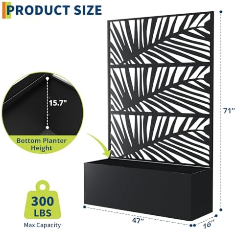Garvee 71"x47"x16" Metal Planter Box with Trellis for Climbing Plants Vines - Image 6