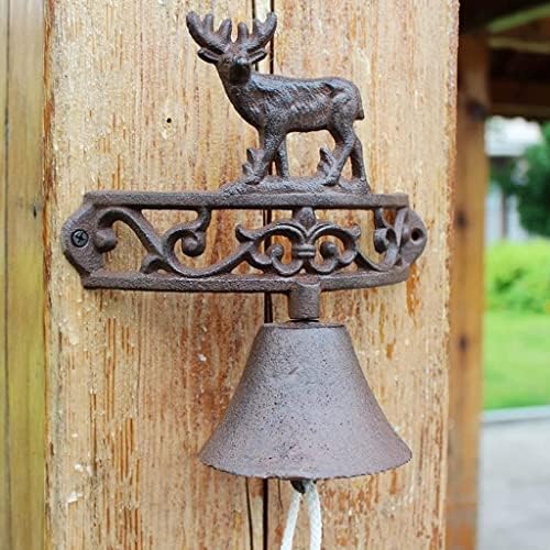 Cast Iron Elk Outdoor Wall Doorbell Rustic Retro Wrought Iron Dinner Front Door Manual Bells (Black 21 * 21 * 12cm) - Image 3