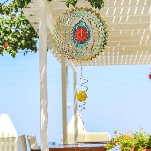 3D Kinetic Wind Spinner 12 Inch Mandala Hanging Metal Wind Spinner for Yard Patio Garden Outdoor Decor(Mandala Butterfly) - Image 5