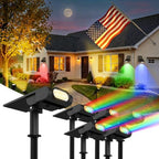 RGB Christmas Solar Spot Lights Outdoor, 12 RGB Color Modes Landscape Light Waterproof IP67 with Remote Control, 2-in-1 Color Changing RGB/Cool/Warm White for Yard Garden Garden (6 Pack) by Brthera