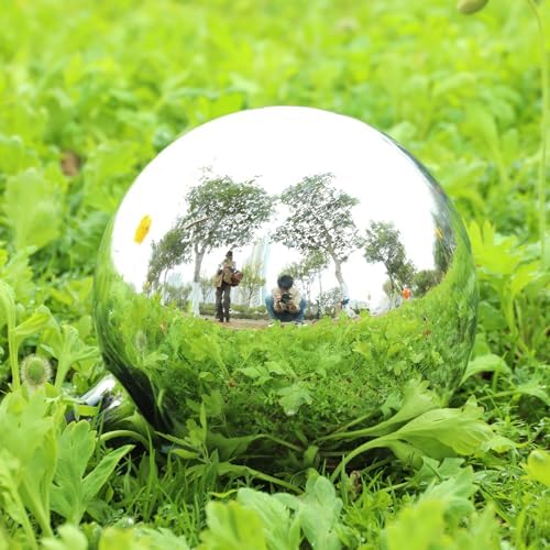 VCUTEKA Gazing Ball, Glass Mirror Polished Hollow Ball Reflective Garden Sphere, Gazing Globe for Home Garden Lawn Outdoor Ornament Yard Decorative, 10-Inch, Silvery - Image 6