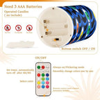 Mistery Eyes Hallowe Flameless Candles with Remote Control Candles with Timer Waterproof Electronic Lights Glitter Led for Night Battery Operated Pillar 2-Piecing Set - Image 4