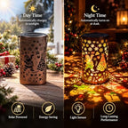 Solar Christmas Lanterns Outdoor 2 Pack, Multicolor Hanging Metal Lights - Image 4