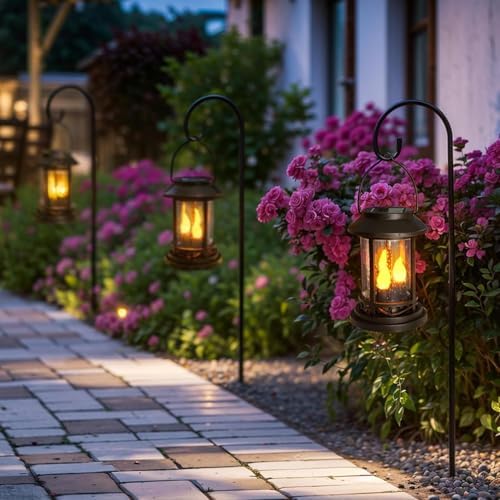 Beautyard 6 Packs Outdoor Solar Candles Lights Flickering Decorative Lantern Stake Lighting for Garden, Backyard, Lawn, Pathway, Patio Accessories and Decor ( Small 6 Pack , Black )… - Image 6