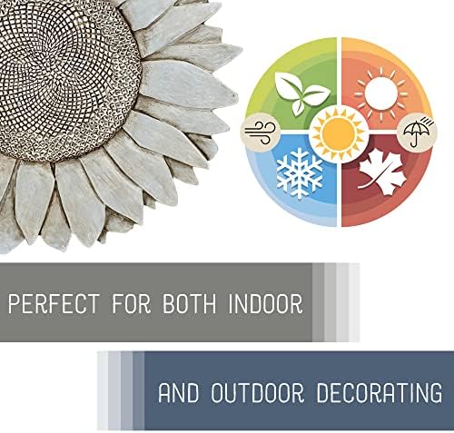 NAT & Jules Sunflower Shaped Dimensional Indoor Outdoor 12 inch Cast Resin Decorative Garden Stepping Stone, Patio, Walkway Sculpture Yard Art, Stone Grey - Image 4