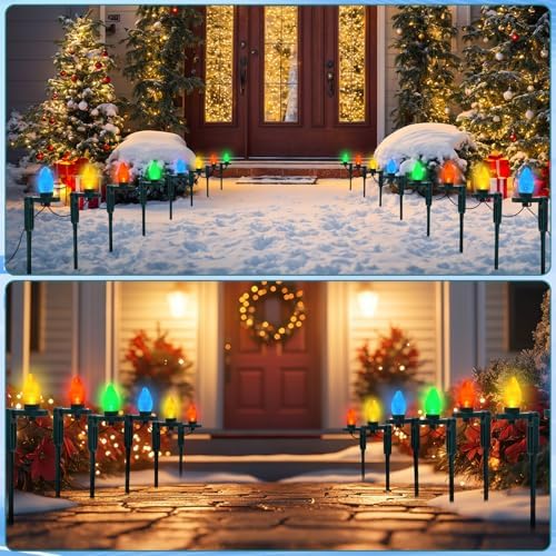 Suzile 50 Pcs Christmas Plastic Light Stakes 15'' Tall Xmas Yard Stakes for C7 C9 Christmas Lights Outdoor Universal Yard Lawn Holiday for Garden Lawn Path Walkway Holiday (Green,7.5inch) - Image 4