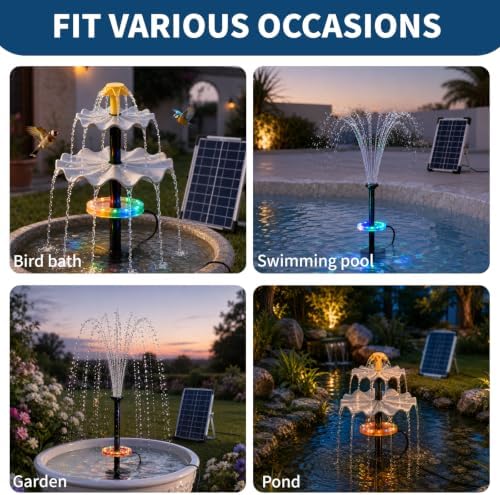 Yeomi 6W Solar Fountain for Bird Bath, Solar Fountain Pump - Image 6