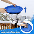 Heated Bird Bath for Outdoors Deck Railing, 100W Heated Birdbath, Blue - Image 2