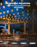 110FT(100+10) String Lights Outdoor, 2FT Bulb Spacing, Waterproof Shatterproof Warm White ST38 LED Edison Bulbs, Extension Cord, Plug in Connectable Hanging Patio Lights for Outside, Backyard - Image 7