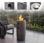 COSIEST Outdoor Propane Fire Pit, 11 inch Small Round Firepit Fire Column w Lava Rocks, Rain Cover for Outside Garden, CSA Certified, 40,000 BTU (Gray) - Image 2