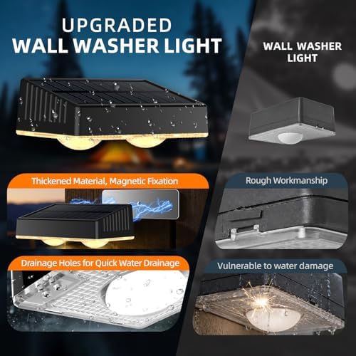Solar Fence Lights, 4Packs Magnetism RGB Color Changing IP65 Waterproof, Deck for Fence Patio Step Wall - Image 5