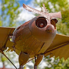 Large Rocking Animals with Flapping Wings Garden Stakes (Flying Owl, Rust Brown) - Image 2