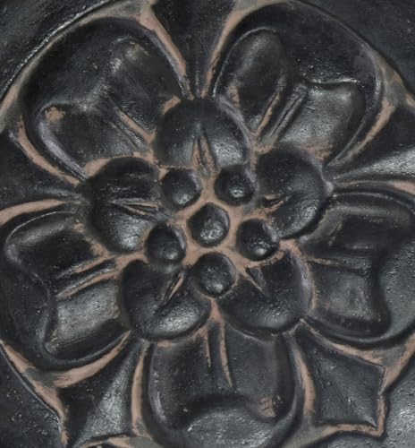 18 in. Round Cast Stone Large Floral Step Stone or Wall Plaque-Aged Charcoal (Set of 3) - Image 4