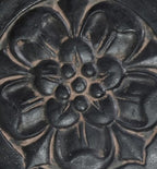 18 in. Round Cast Stone Large Floral Step Stone or Wall Plaque-Aged Charcoal (Set of 3) - Image 4