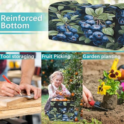 Fruit Printing Garden Tool Bag Organizer Heavy Duty Blueberry Leaves Gardening Tote Bag with 10 Pockets for Women Men Gardening Gifts - Image 7