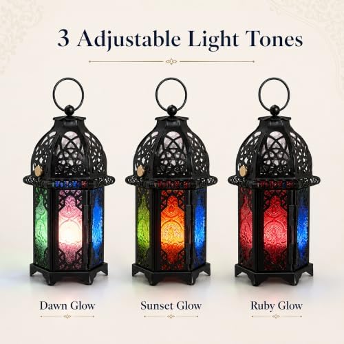 Vintage Rechargeable Decorative Lamp with Colored Glass, Dimmable - Image 6