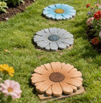 Heavy Duty Concrete Stepping Stone 10 Inch Daisy Design, Non Slip Garden Pathway Stone for Outdoor Walkway Yard Patio Lawn Fall Garden(Orange) - Image 2