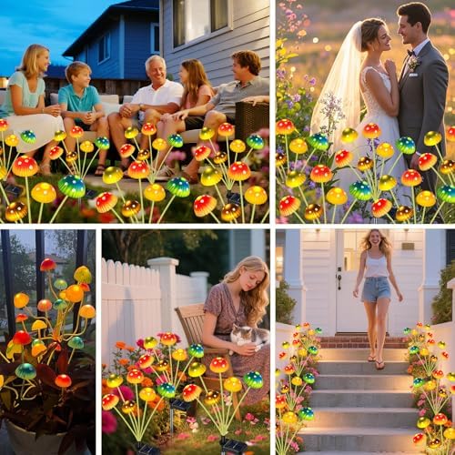 TEDOF 4 Pack 24 LED Solar Mushroom Lights for Outside Outdoor Decor - Image 6