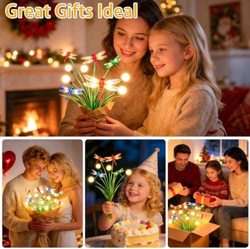 4 Pack Dragonfly Solar Garden Lights Outdoor, 24 LEDs Solar Firefly Lights - Image 6