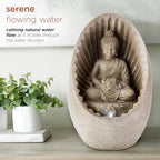 Alpine Corporation WIN322 Indoor/Outdoor Tabletop Buddha Fountain with LED Lights, Soothing Buddha Garden Fountain 11", Beige - Image 6