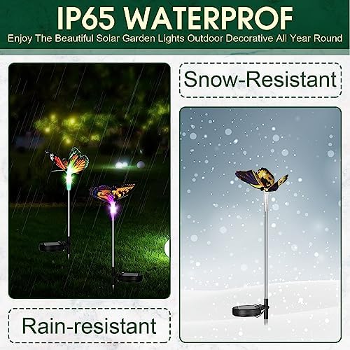 Retisee 9 Pcs Solar Butterfly Garden Stake Lights LED Solar Butterfly Lights Waterproof Color Changing Outdoor Lights Decoration for Garden Patio Yard Lawn Pathway, 5 x 28 Inch - Image 6
