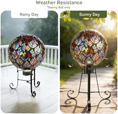 Lily's Home Colorful Mosaic Glass Gazing Ball, Designed with a Stunning Holographic Petal Mosaic Pattern to Bring Color to Any Home and Garden, Silver & Purple (10" Diameter) - Image 6