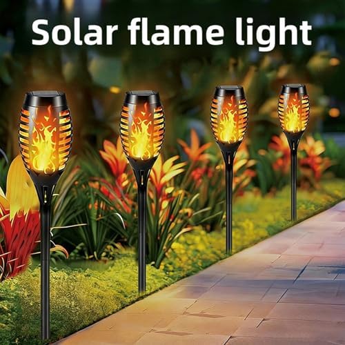 POCREATION Solar Way Lights 6pcs Outdoor Solar Torch Lights Realistic Flickering Flame Effect Auto On Off ABS for Garden Yard Walkway Patio Decoration - Image 2