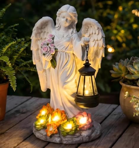 Solar Angel Statue Outdoor Fairy Garden Statues 9.4 inches Solar Garden Decor Garden for Outside Yard Art Patio Balcony Front Lawn Ornaments Gifts for Mom Grandma Women by Unknown