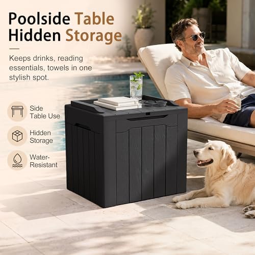JUMMICO 31 Gallon Resin Deck Box Waterproof Outdoor Storage Boxes - Image 3