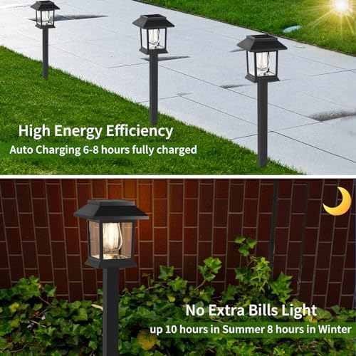 Greluna Solar Lights Outdoor,12 Pack 3000K Waterproof Auto On/Off Solar Pathway Lights for Your Garden, Landscape, Path, Yard, Patio, Driveway,Walkway Decor - Image 3