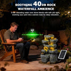 24" Tall Solar Powered Water Fountain Cascading Rock Waterfall - Image 5