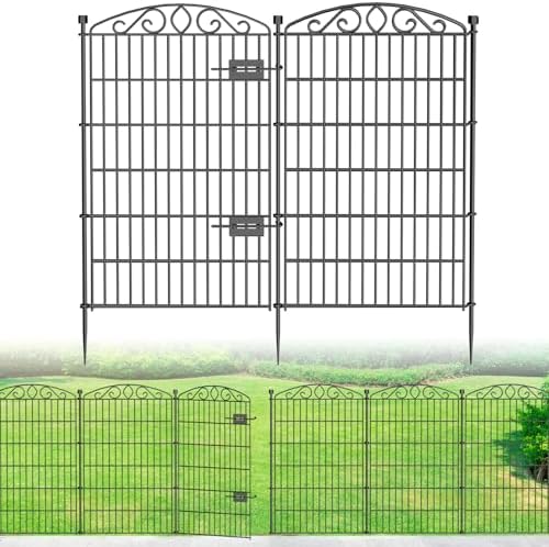 12 Panel No Dig Decorative Garden Fence with Gate 42" H x 25.67'L for Dogs by Bilibompa
