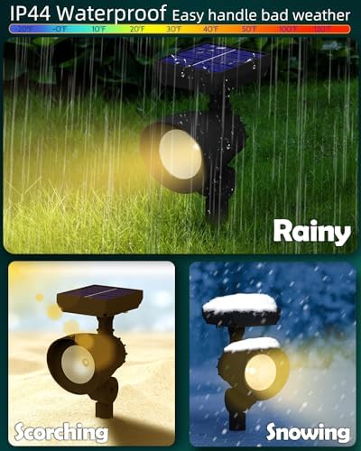 Solar Lights Outdoor, Solar Spot Lights Outdoor, 6 Pack IP44 Waterproof Solar Spotlights, Auto On/Off Solar Powered Garden Lights for Yard Pathway Driveway (Warm White) Bright Pathway - Image 3