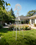 8FT Windmill for Yard Garden Decoration with Weather Vanes，Heavy Duty Outdoor Wind Mills, Large Metal Outdoor Windmill,Weather Resistant,White by EPOFIT