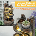 MAGIC UNION 6-Tier Cascading Rock Water Fountain, Natural Stone Look，27" H - Image 2