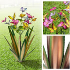 TOMBABY Garden Outdoor Butterfly Enlarge Thickened Wind Resistant Metal Agave Garden Art Metal Plant Country Sculpture Statue Decorations Ornaments Artificial Waterproof Butterflies(Light Green 2pcs) - Image 5